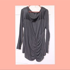 Dark gray long sleeve shirt with key hole opening